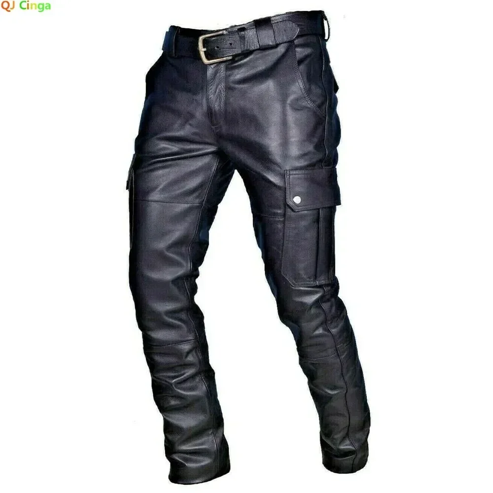 Corteiz Cargo Pant - Men's Leather Motorcycle Pants with Cargo