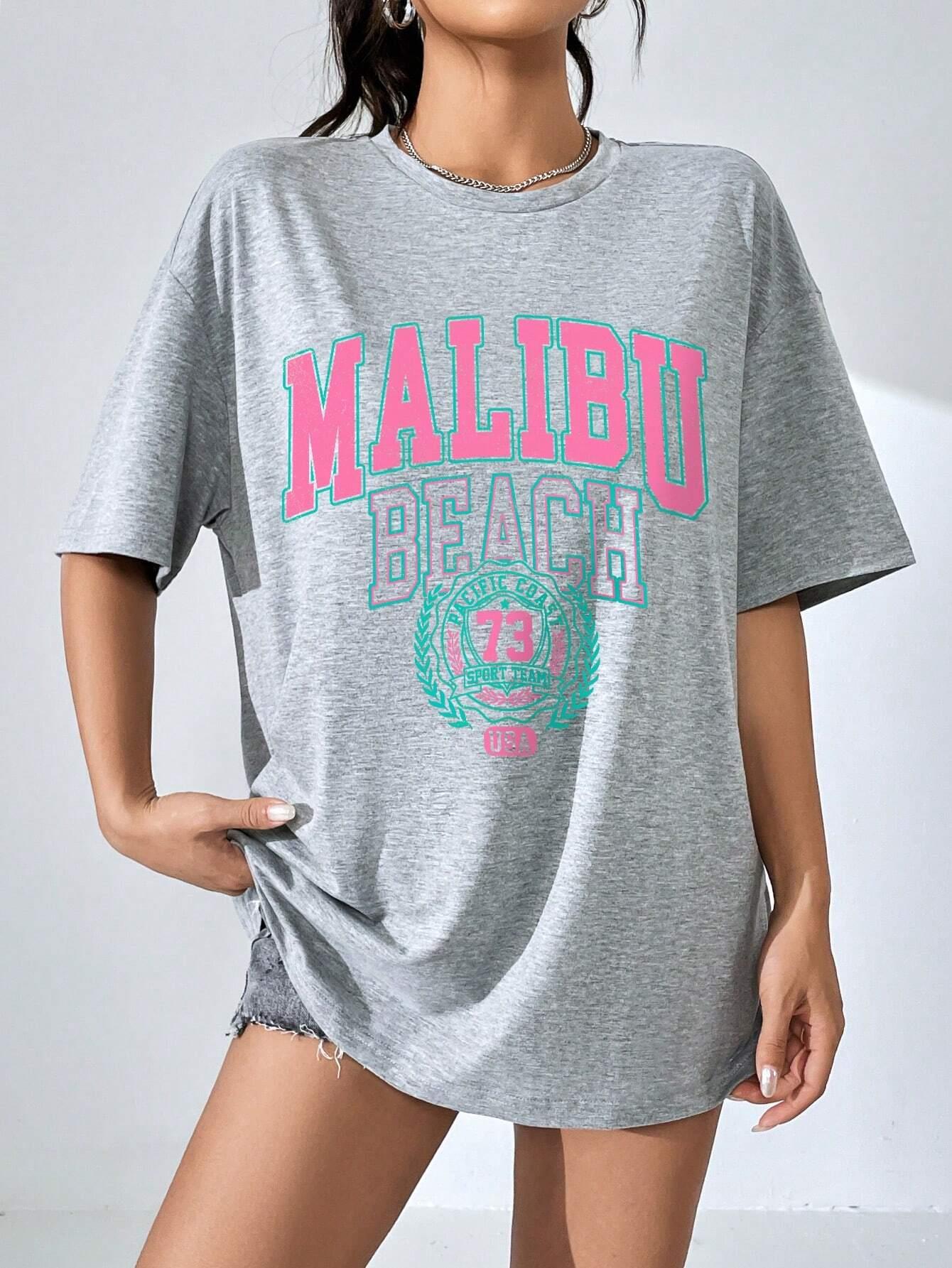 Malibu Beach Letter Print Prin - Streetwear Brand Shirts review and price